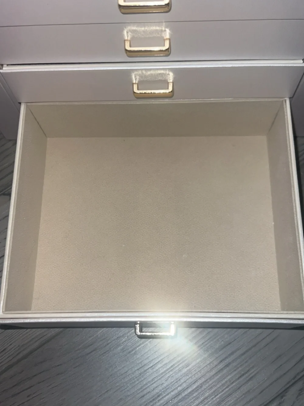 Cream Jewelry Organizer Box with Mirror - Multi-Drawer Home Storage